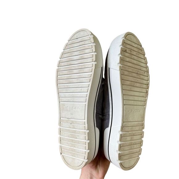 J/Slides Nila Gray Suede Women’s Chunky Boots size 10 Pull On Leather Platform S - Picture 4 of 13